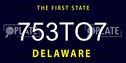 753TO7 Delaware License Plate