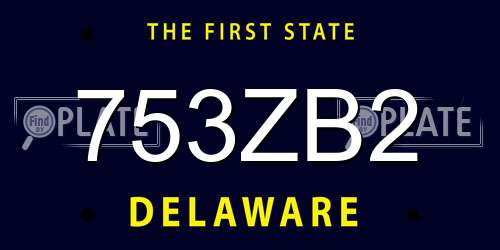 753ZB2 Delaware License Plate