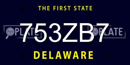 753ZB7 Delaware License Plate