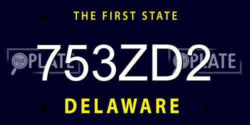 753ZD2 Delaware License Plate