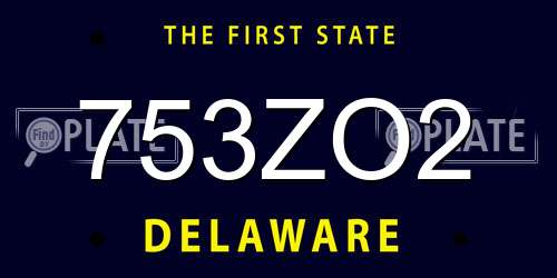 753ZO2 Delaware License Plate