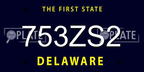 753ZS2 Delaware License Plate