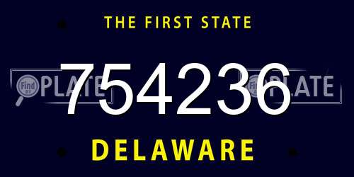 754236 Delaware License Plate