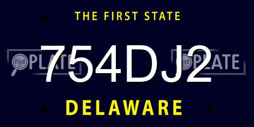 754DJ2 Delaware License Plate