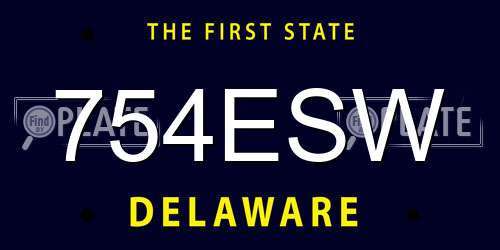 754ESW Delaware License Plate