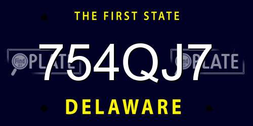 754QJ7 Delaware License Plate