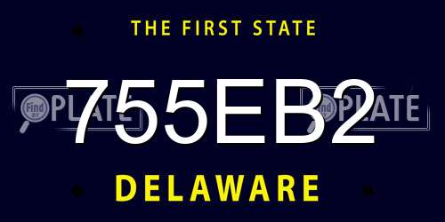 755EB2 Delaware License Plate