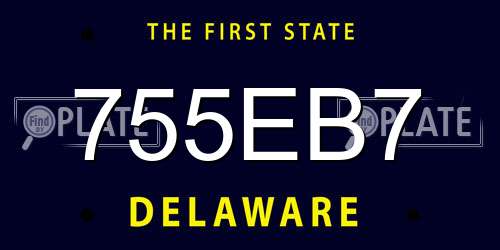 755EB7 Delaware License Plate