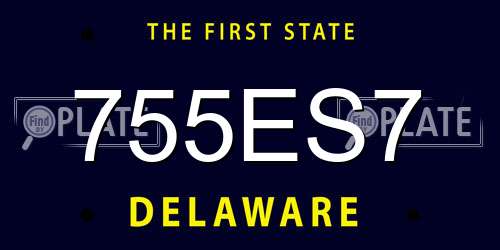 755ES7 Delaware License Plate