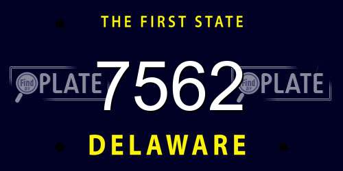 7562 Delaware License Plate