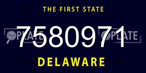 7580971 Delaware License Plate
