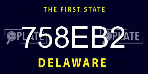 758EB2 Delaware License Plate