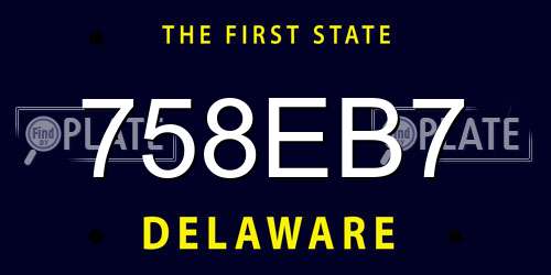 758EB7 Delaware License Plate