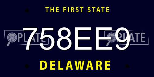 758EE9 Delaware License Plate