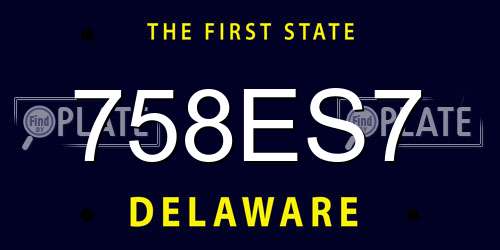 758ES7 Delaware License Plate
