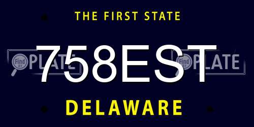 758EST Delaware License Plate