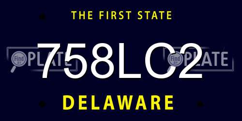 758LC2 Delaware License Plate