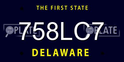 758LC7 Delaware License Plate