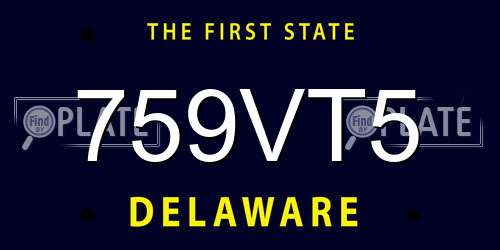 759VT5 Delaware License Plate