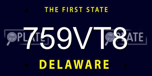 759VT8 Delaware License Plate