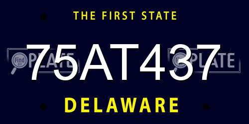 75AT437 Delaware License Plate