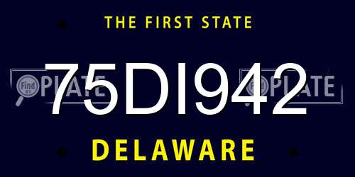 75DI942 Delaware License Plate