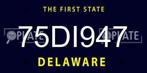 75DI947 Delaware License Plate