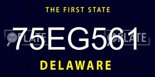 75EG561 Delaware License Plate