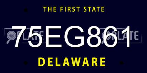 75EG861 Delaware License Plate