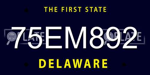75EM892 Delaware License Plate