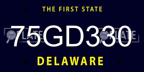 75GD330 Delaware License Plate