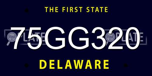 75GG320 Delaware License Plate