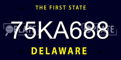 75KA688 Delaware License Plate