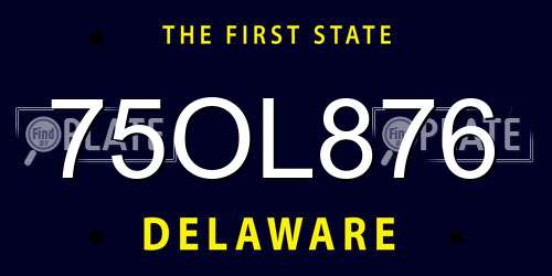 75OL876 Delaware License Plate