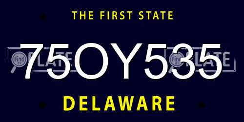 75OY535 Delaware License Plate