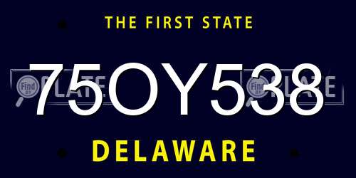 75OY538 Delaware License Plate