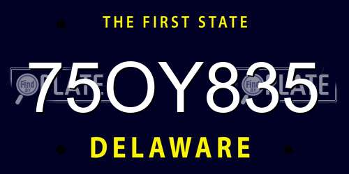 75OY835 Delaware License Plate