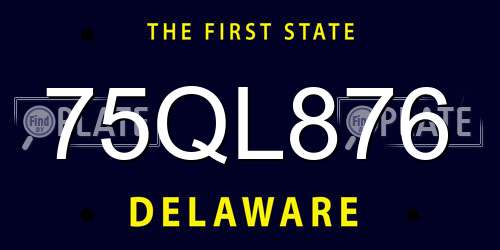 75QL876 Delaware License Plate