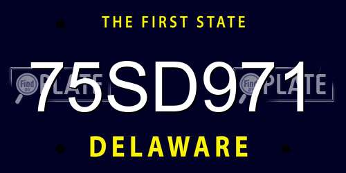 75SD971 Delaware License Plate