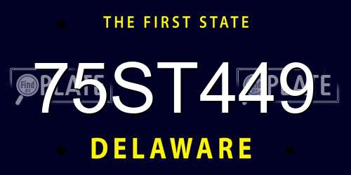 75ST449 Delaware License Plate