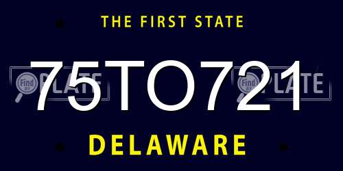 75TO721 Delaware License Plate