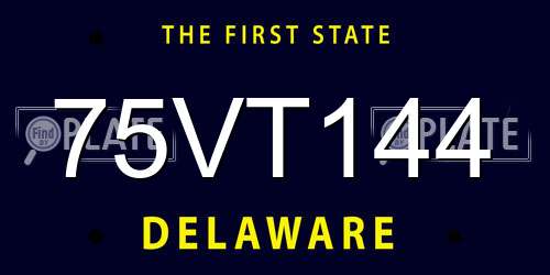 75VT144 Delaware License Plate