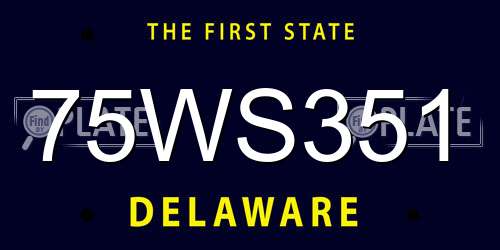 75WS351 Delaware License Plate