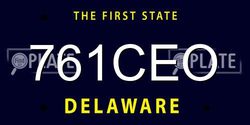 761CEO Delaware License Plate