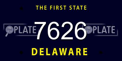 7626 Delaware License Plate