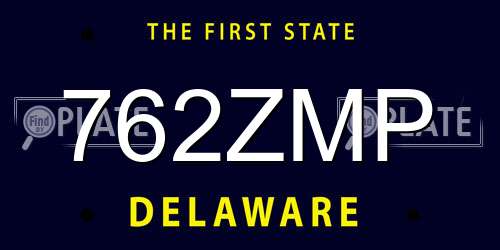 762ZMP Delaware License Plate