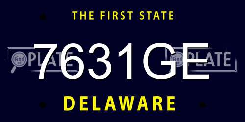 7631GE Delaware License Plate