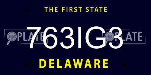 763IG3 Delaware License Plate