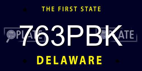 763PBK Delaware License Plate