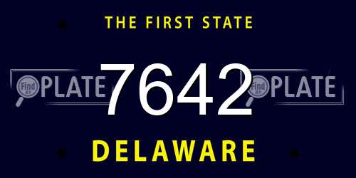 7642 Delaware License Plate